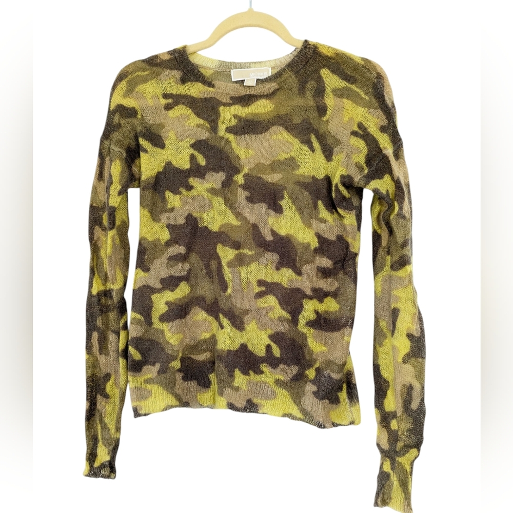 Women's MICHAEL KORS Mohair/Wool Blend Camo Design Sweater